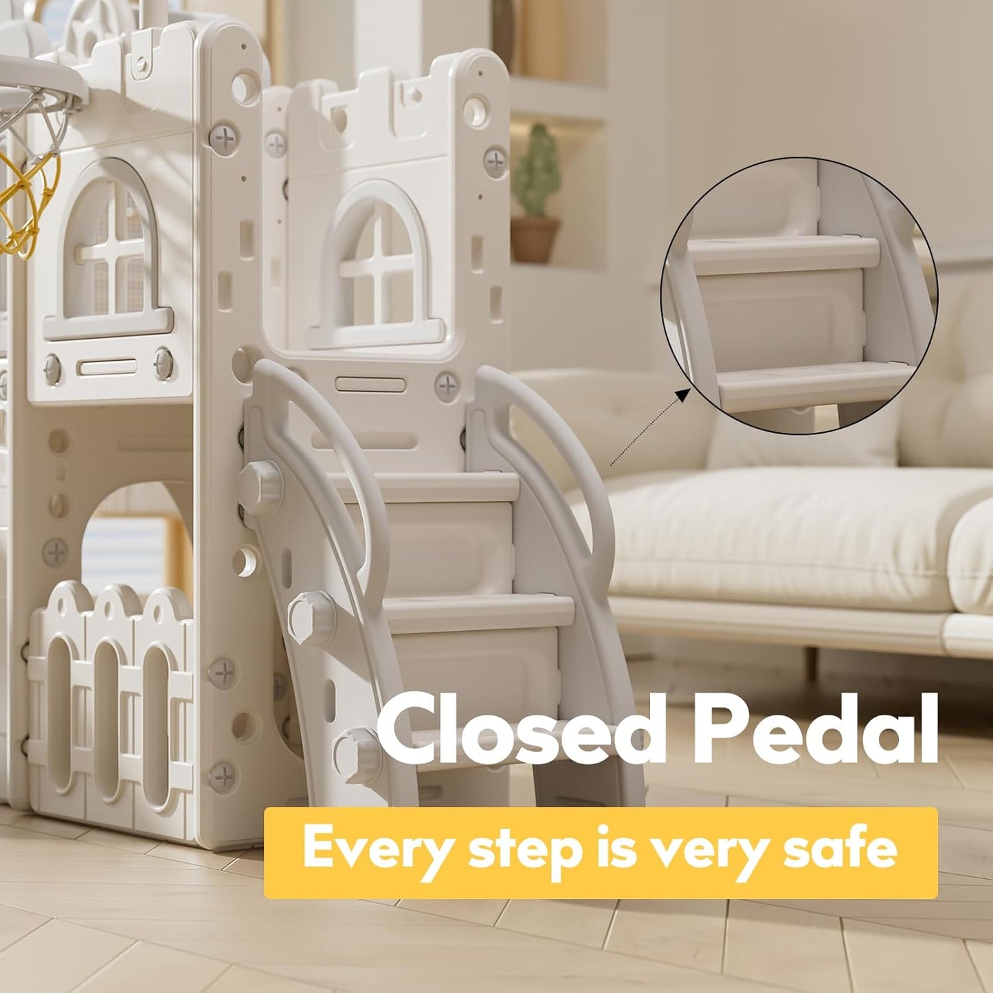 9 in 1 Toddler Slide,Kids Slide Playset for Toddler,Indoor Outdoor Slide Toddler Playset with Ball & Hoop, Storage Space and Non-Slip Steps,Gift for Boys and Girls 1-6 Years (White Gray)