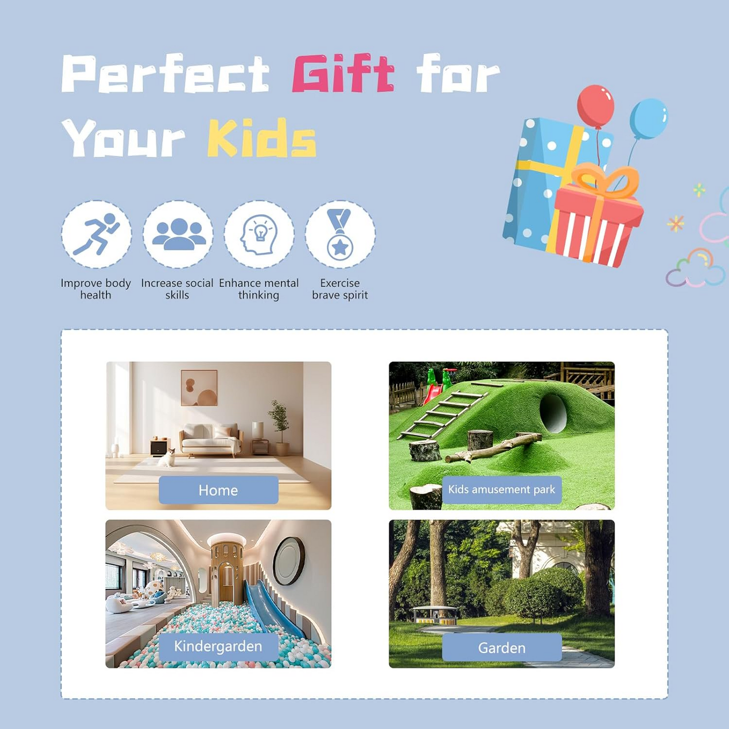 7 in 1 Wooden Pikler Triangle Set,Foldable Wooden Climber Toys for Kids 1-6 Year old with Arch, Ramp, and Climbing Triangle