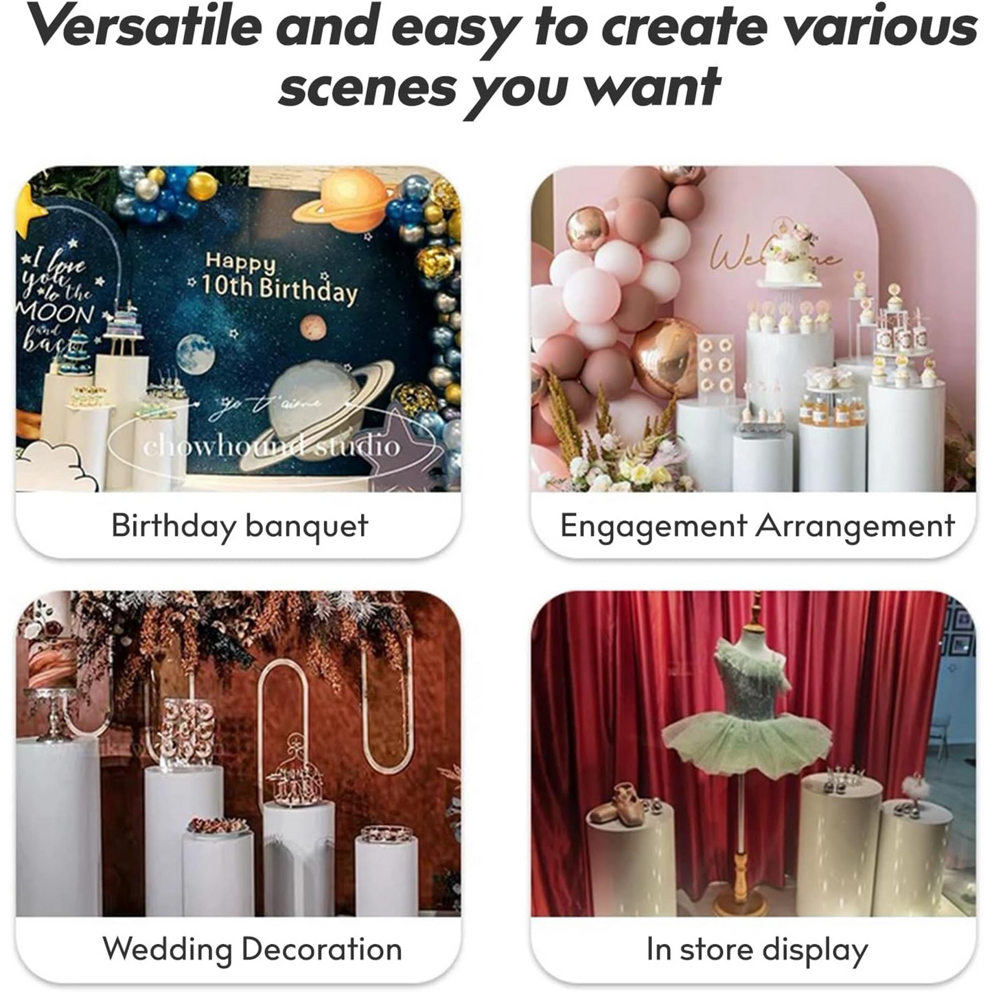 Shiyi Cylinder Pedestal Stands,White Pedestal Display Cylinder Tables Display Plinth Pillars for Wedding Party Decor