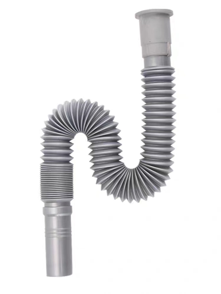 BAOTREE Universal Drain pipes, 1-1/4 Inch Install Diameter Plastic Flexible and Expandable Drain Pipe for Kitchen Bathroom Sink, Gray