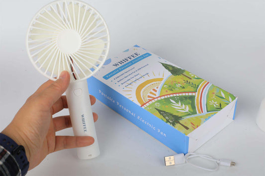 Whiffee Handheld Fan Portable Mini Fan, 3 Speeds Foldable Small Personal Fan, Rechargeable USB Desk Fan