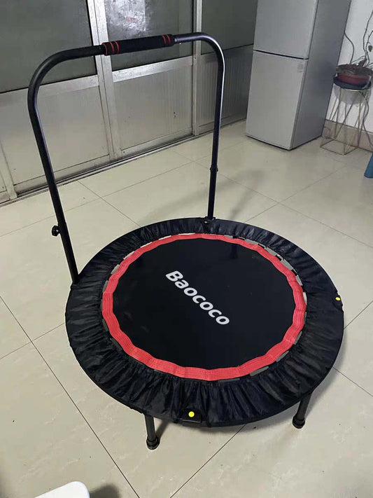 Baococo Foldable Mini Trampoline, Indoor Trampoline for Kids, Adults Indoor/Garden Workout, Fitness Rebounder with Adjustable Foam Handle