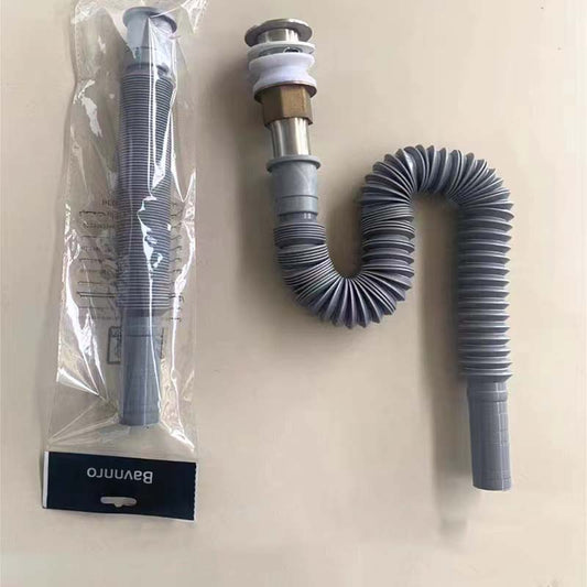 Bavnnro Universal Drain pipes， 1-1/4 Inch Install Diameter Plastic Flexible and Expandable Drain Pipe for Kitchen Bathroom Sink, Gray
