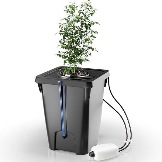 YIFOR DWC Hydroponics Growing System with Top Drip Kit 7 Gallon Deep Water Culture Bucket System with Air Pump, Air Stone, Air Hose, Recirculating Drip Garden System