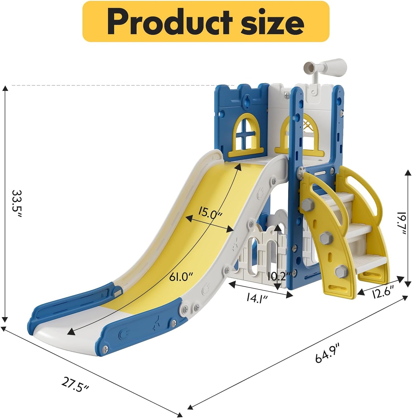 Toddler Slide,Kids Slide Playset for Toddler,Indoor Outdoor Slide Toddler Playset with Storage Space and Non-Slip Steps,Gift for Boys and Girls 1-3 Years (Blue Yellow)