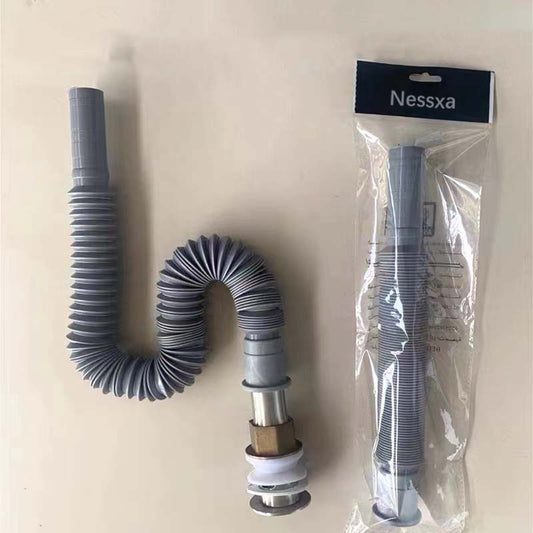 Nessxa Universal Drain pipes， 1-1/4 Inch Install Diameter Plastic Flexible and Expandable Drain Pipe for Kitchen Bathroom Sink, Gray