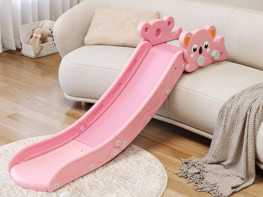 Kids Slide,L-Shaped Slide for Bed Couch Sofa Stairs,Toddler Slide for Indoor Outdoor Baby Kids Slide,Easy to Assemble,Convenient and Adaptable (Pink)