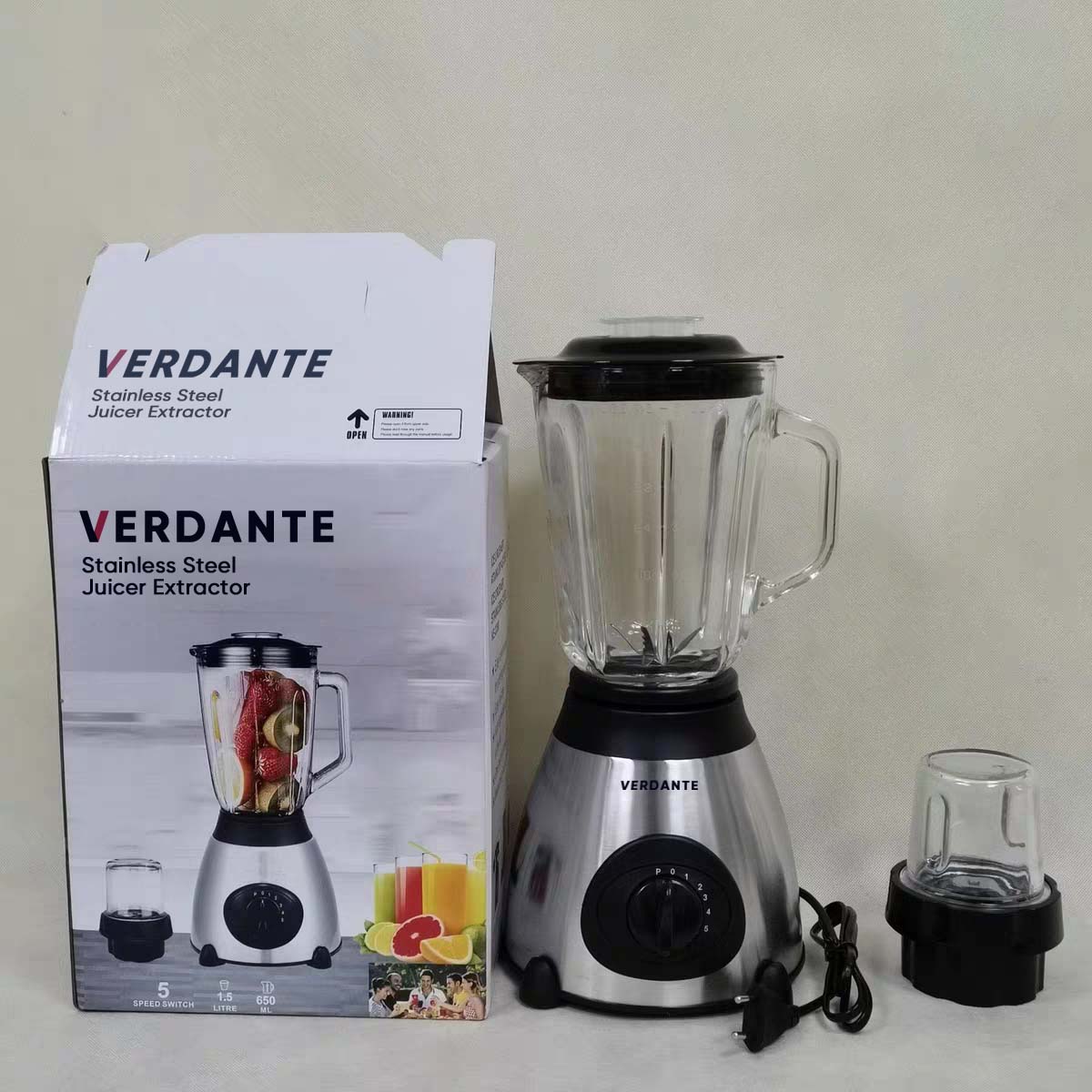 Verdante Cold Press Juicer, Juicers Machines Electrical Juice Extractors for Fruit,Easy to Clean, Large Auger, Triple Strainers, Silver