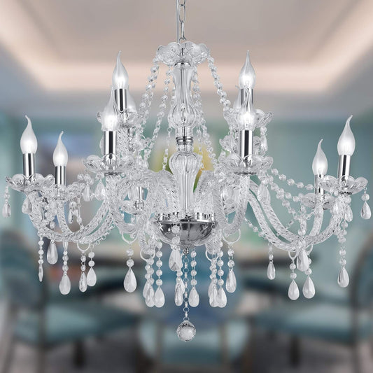 Panghuhu88 Crystal Candle Chandeliers Lighting Modern 15 Lights Pendant Ceiling Fixture Lamp for Dining Living Room Bedroom Hallway Entry Elegant Decoration (15 Blubs)