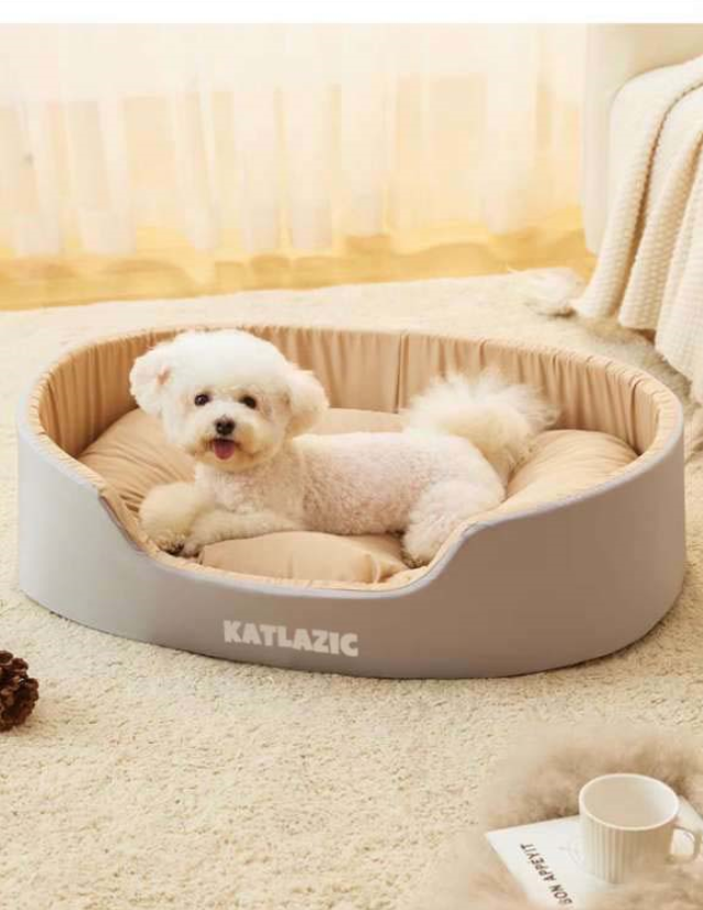 KATLAZIC Medium Dog Bed Washable Pet Bed, Orthopedic Calming Dog with Raised Edges Rectangle Dog Bed Non-Slip Bottom Puppy Bed