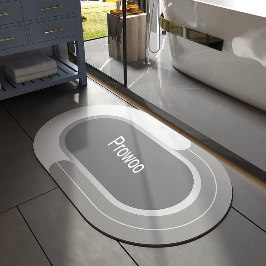 Prowoo Bath Mat - Non Slip, Quick Dry, Stain Resistant Prowoo Bath Mat Rug for Bathroom Floor - Easy Care Shower Rug for Outside Bathtub - 17"x27" Grey