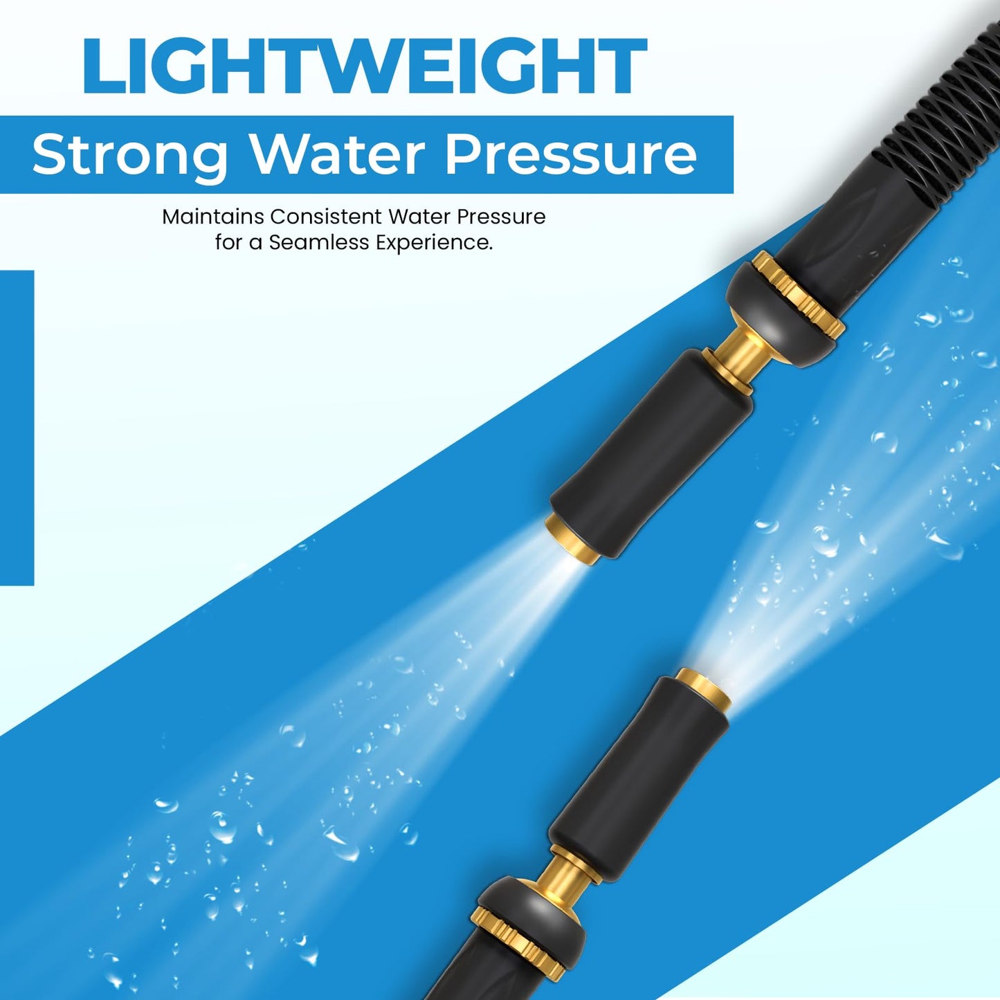 Beeooo Garden Hose | Flexible, Lightweight, Kink-Free & Durable Hybrid Water Hose with Heavy Duty Brass Connectors & High-Pressure Jet Nozzle (50FT x 5/8”)